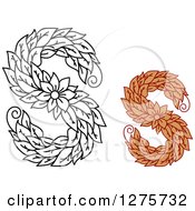 Poster, Art Print Of Black And White And Colored Floral Capital Letter S Designs