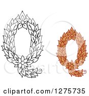 Poster, Art Print Of Black And White And Colored Floral Capital Letter Q Designs