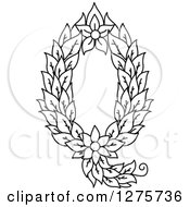 Poster, Art Print Of Black And White Floral Capital Letter Q With A Flower