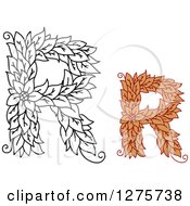 Poster, Art Print Of Black And White And Colored Floral Capital Letter R Designs