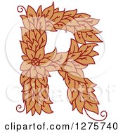 Poster, Art Print Of Floral Capital Letter R With A Flower