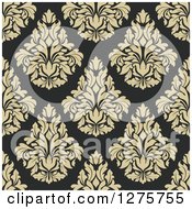 Poster, Art Print Of Seamless Pattern Background Of Beige Damask