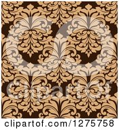 Poster, Art Print Of Seamless Pattern Background Of Tan Damask On Brown