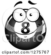Poster, Art Print Of Grayscale Happy Billiards Eightball Character
