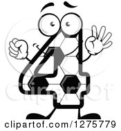 Clipart Of A Soccer Ball Number Four Character Holding Up 4 Fingers Royalty Free Vector Illustration