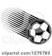 Clipart Of A Black And White Flying Soccer Ball 13 Royalty Free Vector Illustration