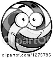 Clipart Of A Happy Gray And White Volleyball Character Royalty Free Vector Illustration