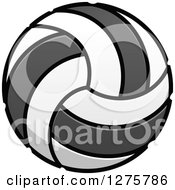 Clipart Of A Gray And White Volleyball Royalty Free Vector Illustration