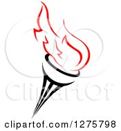 Clipart Of A Black Torch With Red Flames 17 Royalty Free Vector Illustration