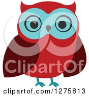 Poster, Art Print Of Red And Turquoise Owl