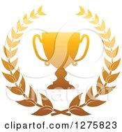 Clipart Of A Gold Championship Trophy Cup In A Wreath Royalty Free Vector Illustration