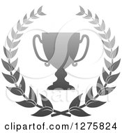 Clipart Of A Silver Championship Trophy Cup In A Wreath Royalty Free Vector Illustration