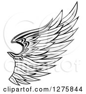 Clipart Of A Grayscale Feathered Wing 3 Royalty Free Vector Illustration