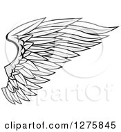 Clipart Of A Grayscale Feathered Wing Royalty Free Vector Illustration