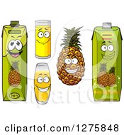 Clipart Of A Grinning Pineapple And Juice Characters Royalty Free Vector Illustration