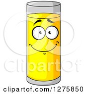 Clipart Of A Happy Tall Glass Of Pineapple Juice Royalty Free Vector Illustration