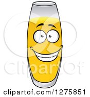 Clipart Of A Happy Glass Of Pineapple Juice Royalty Free Vector Illustration