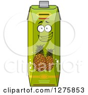 Clipart Of A Happy Pineapple Juice Carton Character 2 Royalty Free Vector Illustration