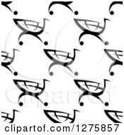 Poster, Art Print Of Seamless Pattern Background Of Black And White Shopping Carts