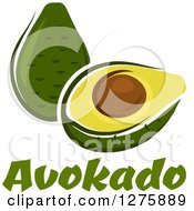 Clipart Of A Halved And Whole Avocado Over Text Royalty Free Vector Illustration