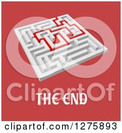 Poster, Art Print Of 3d White Maze With A Red Arrow Leading Through Over Red And The End Text