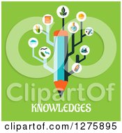 Poster, Art Print Of Pencil With Science Icons And Knowledges Text On Green