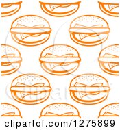 Clipart Of A Seamless Pattern Background Of Orange Cheeseburger Royalty Free Vector Illustration