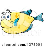 Poster, Art Print Of Happy Chubby Blue And Yellow Marine Fish