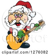 Poster, Art Print Of Happy Santa Claus Playing A Christmas Guitar
