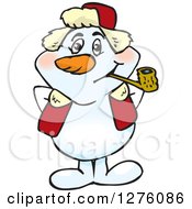 Poster, Art Print Of Happy Snowman Smoking A Pipe