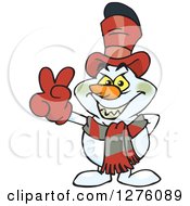 Poster, Art Print Of Grinning Evil Snowman Gesturing Peace