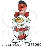 Clipart Of A Grinning Evil Snowman Royalty Free Vector Illustration