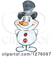 Poster, Art Print Of Happy Snowman Wearing A Top Hat