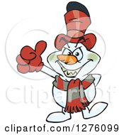 Clipart Of A Grinning Evil Snowman Giving A Thumb Up Royalty Free Vector Illustration