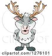 Clipart Of A Happy Reindeer Standing Royalty Free Vector Illustration