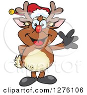 Poster, Art Print Of Happy Rudolph Christmas Reindeer Waving
