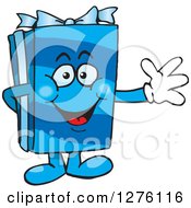 Happy Blue Gift Character Waving