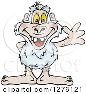 Clipart Of A Happy Yeti Waving Royalty Free Vector Illustration by Dennis Holmes Designs