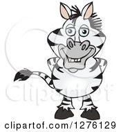 Clipart Of A Happy Zebra Standing Royalty Free Vector Illustration