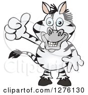 Clipart Of A Happy Zebra Holding A Thumb Up Royalty Free Vector Illustration