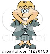 Clipart Of A Happy White Businesswoman Standing Royalty Free Vector Illustration