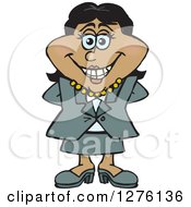 Clipart Of A Happy Black Businesswoman Standing Royalty Free Vector Illustration by Dennis Holmes Designs