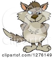 Clipart Of A Grinning Wolf Standing Royalty Free Vector Illustration