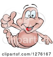 Clipart Of A Happy Earthworm Holding A Thumb Up Royalty Free Vector Illustration by Dennis Holmes Designs