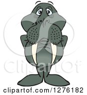 Clipart Of A Walrus Standing Royalty Free Vector Illustration