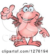 Clipart Of A Pink Walking Fish Holding A Thumb Up Royalty Free Vector Illustration by Dennis Holmes Designs