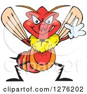 Clipart Of A Grinning Wasp Waving Royalty Free Vector Illustration by Dennis Holmes Designs