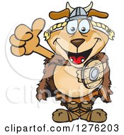 Poster, Art Print Of Happy Sparkey Dog Viking Holding A Thumb Up