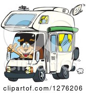 Poster, Art Print Of Happy Sparkey Dog Holding A Thumb Up And Driving An Rv