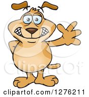 Clipart Of A Sparkey Dog Standing And Waving Royalty Free Vector Illustration